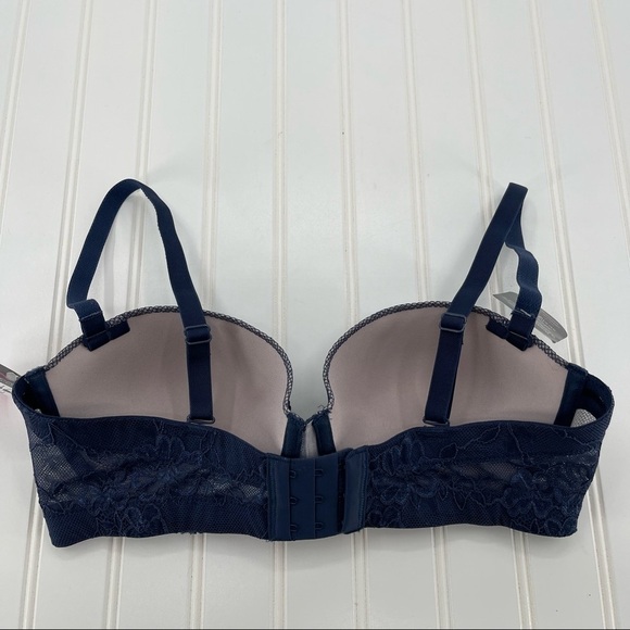 NWT Maidenform Navy Blue Sexy Lace Push-Up 5 Ways to Wear Bra 34D - Picture 7 of 9